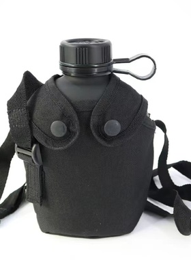 正品户外便携铝水壶老式87军训黑色大容量水壶1L旅行登山荒野求生