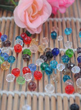 特价diy饰品配件散珠 车轮扁珠6mm水晶珠子 手工串珠材料60颗