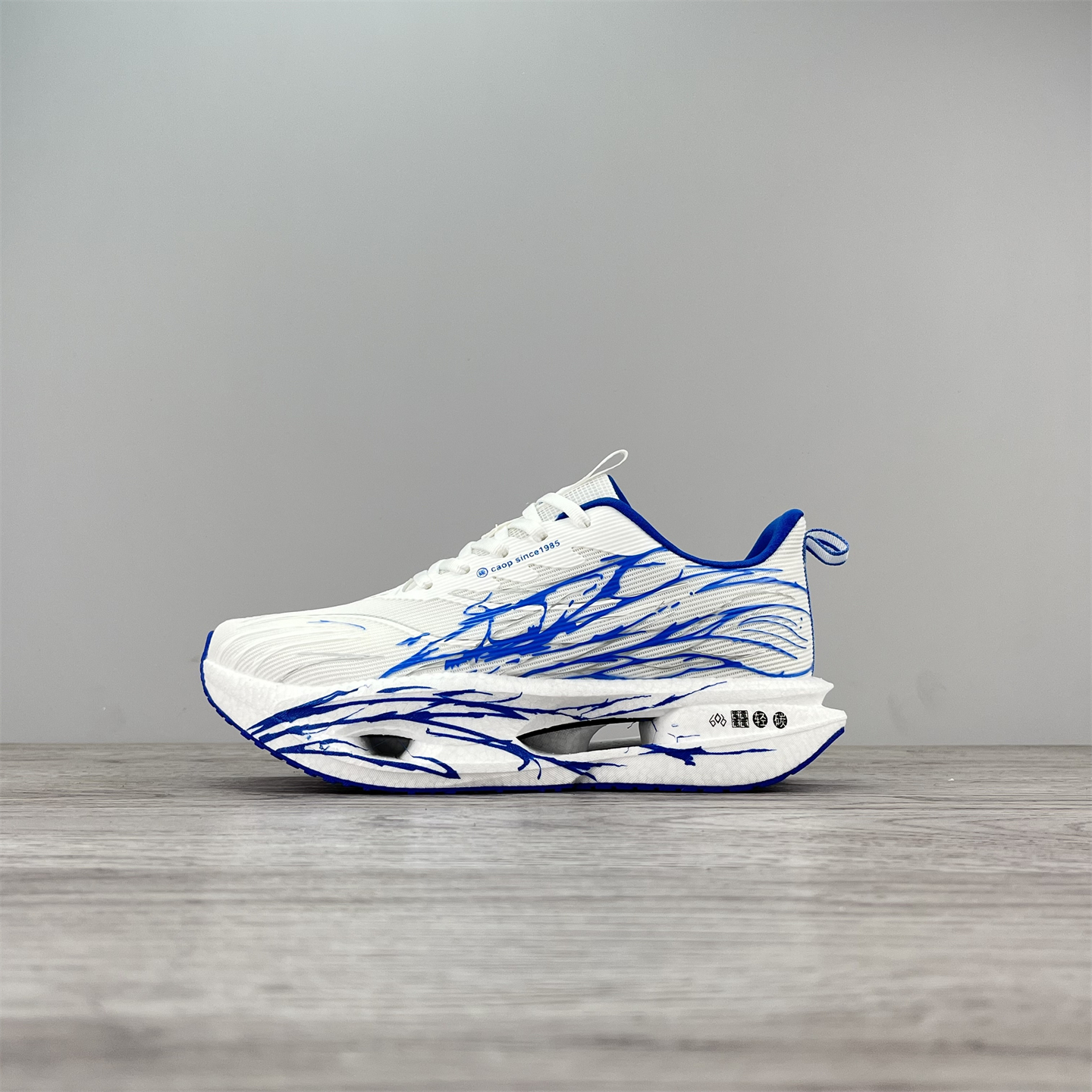 外贸秋季双网跑步男女鞋竞速碳板超轻高弹运动鞋蓝白涂鸦设计跑鞋