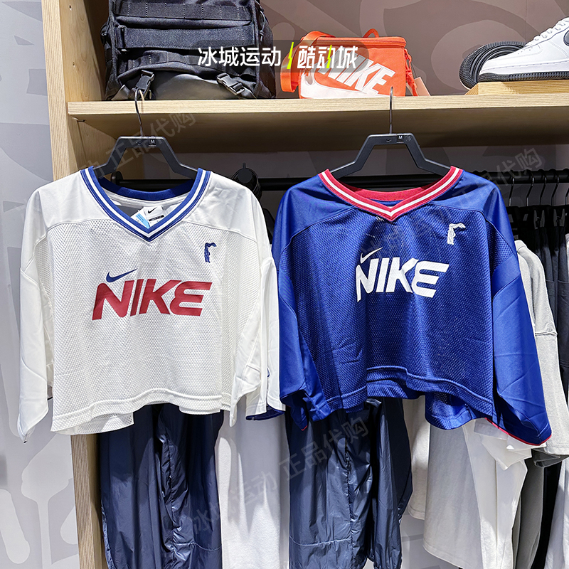 Nike/耐克2024年女夏V领速干透气休闲运动短袖T恤HF6288-133-455