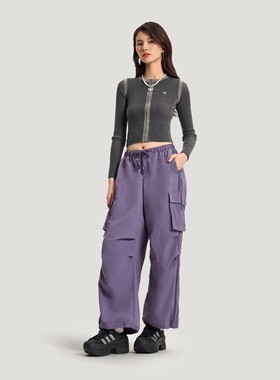 阿迪达斯三叶草女子26年春款休闲BF慵懒风梭织伞裤KV6897 KV6898