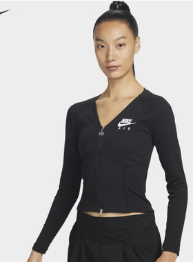 Nike耐克2025年春季女子运动休闲V领修身长袖T恤FD2377-010-100