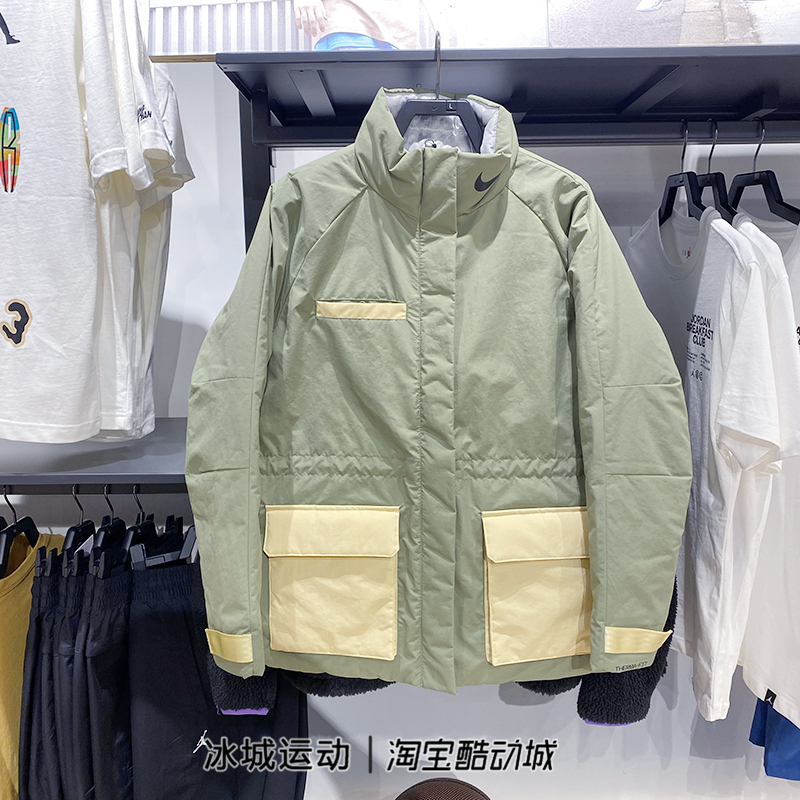 Nike/耐克女冬款立领拼色大口袋运动工装防风保暖棉服 DQ6851-334 运动服/休闲服装 运动棉衣 原图主图