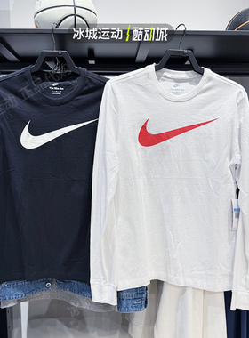 Nike/耐克2024年男春季圆领大logo休闲运动长袖T恤DZ2988-100-010