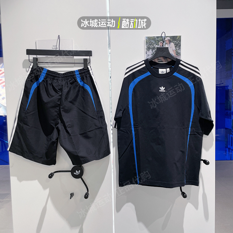 Adidas/阿迪达斯三叶草男秋圆领休闲运动短袖短裤套装IW3640 3645