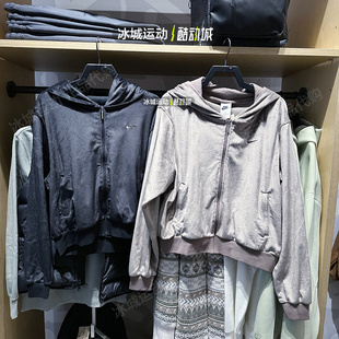 Nike耐克女子25年春款运动休闲连帽金丝绒短款外套HJ0958-010-233
