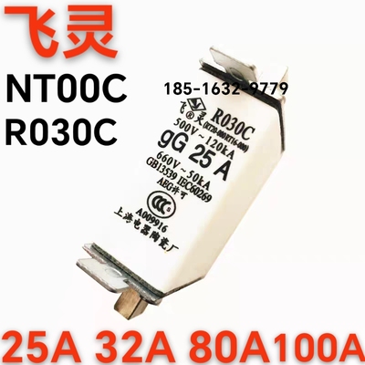 飞灵R030C熔断器NT00C保险丝gG25A32A63A80A125A全新现货茗东芯子