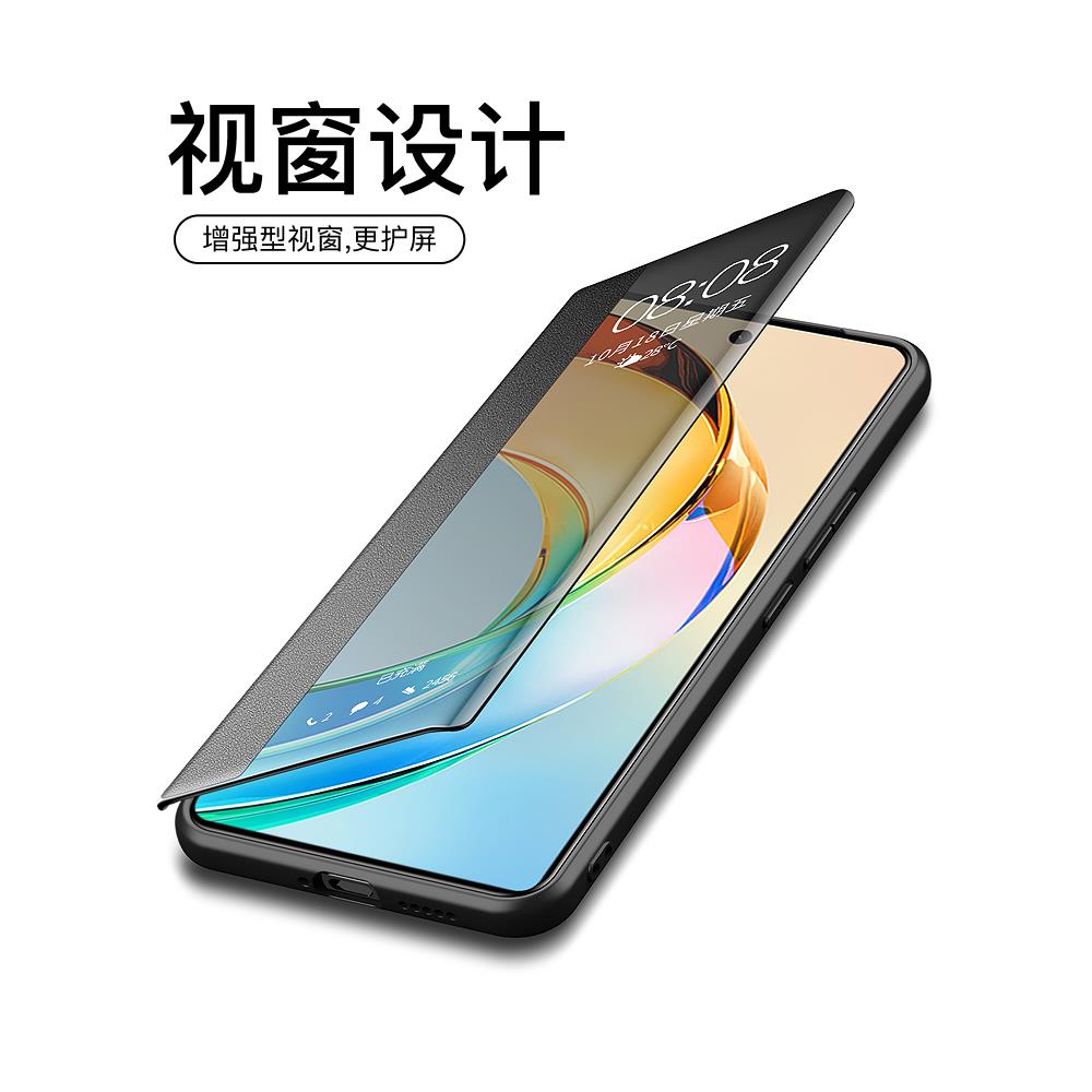 适用荣耀x50壳真皮荣耀x60gt新款60pro保护套荣耀x50i+翻盖式荣耀x50gt皮套x40i畅玩50\40plus防摔60外壳 x30