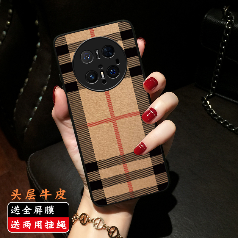 尼伯顿适用华为mate50pro壳mate60新款pura70真皮mate30保时捷mate40RS全包80ultra男mate70斜挎p50套+女时尚