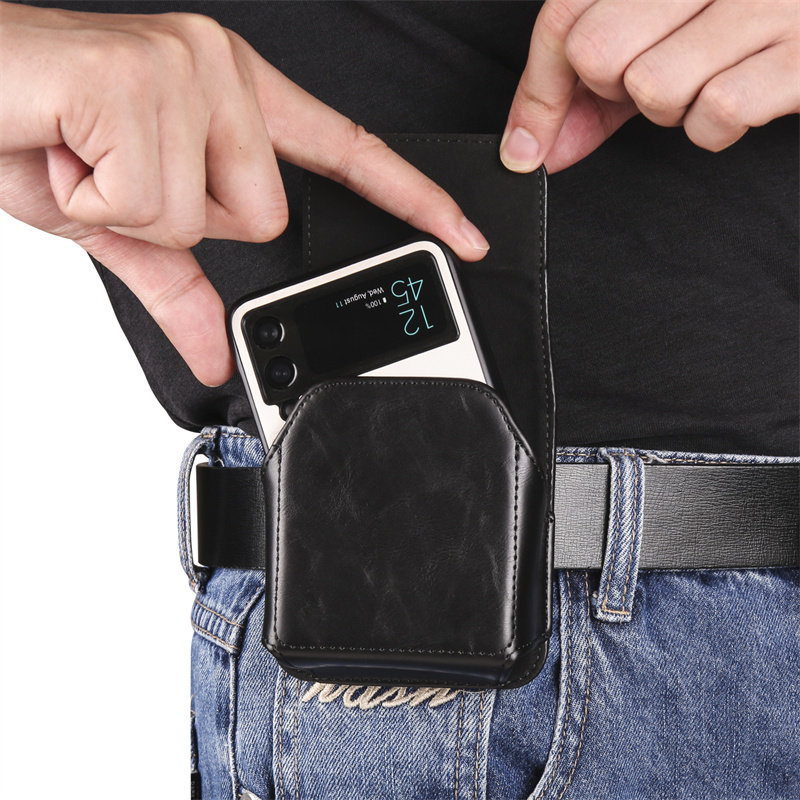真皮适用pocket2壳P50折叠华为宝盒pocketS穿皮带挂腰皮套pocket S牛皮挂腰包P50pocket保护套男士翻盖磁吸新