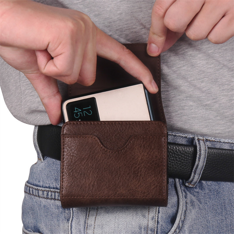 华为P50折叠pocketS穿皮带腰包pocket2适用小米flip2真皮插卡保护套flip挂腰夹裤男士老人新款皮夹外壳5G