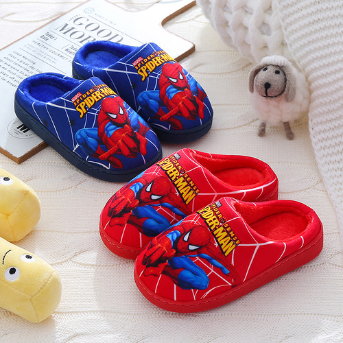 蜘蛛侠正版秋冬季保暖儿童棉拖鞋
