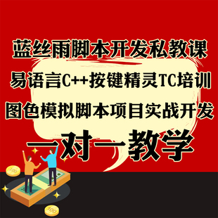 蓝丝雨脚本开发私教课5人组一对一教学易语言C++按键精灵TC培训
