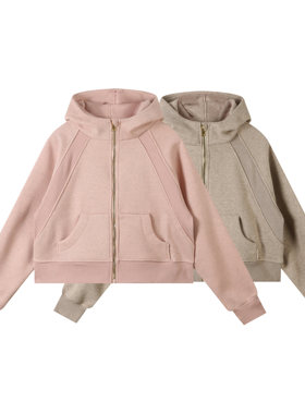 FD86041成人休闲短款高端加绒连帽外套