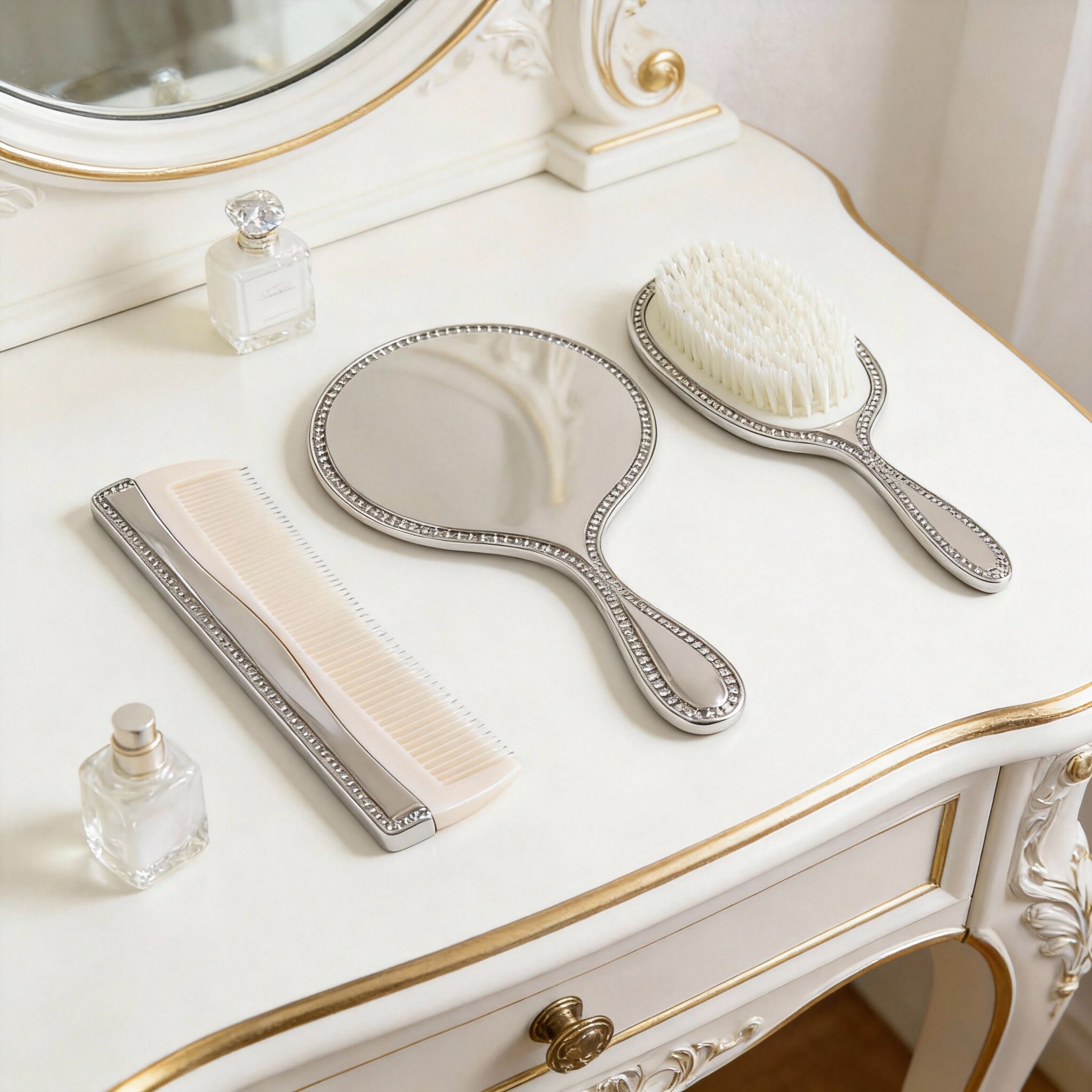 欧式婚礼金属梳镜刷套装梳妆台梳子镜子婚庆生日礼物现货包邮,家庭/个人清洁工具,梳子/化妆梳/按摩梳,淘宝优惠券,粉丝福利购,淘宝优惠卷
