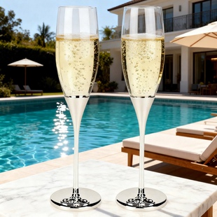 欧式婚庆包银镶钻红酒对杯酒杯香槟杯酒具套装酒杯样板房摆件现货