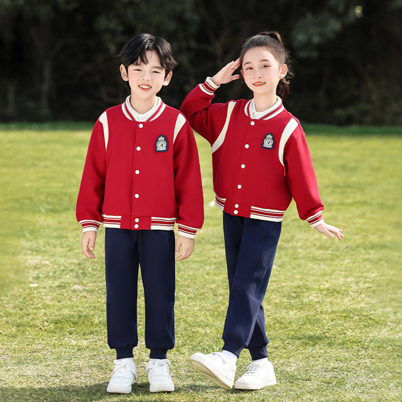 小学生新款运动会红色班服