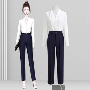 白色职业衬衫女春季高级感时尚洋气打底内搭v领上衣ol通勤工作服