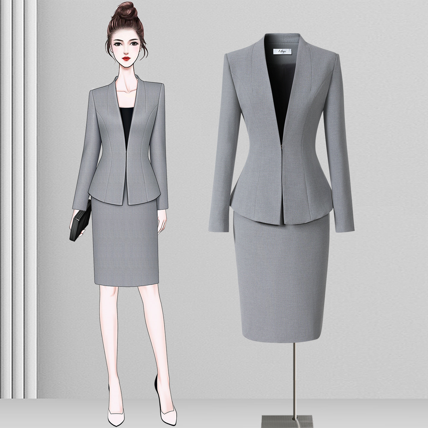 灰色西装外套女气质名媛高级感西服正装职业套装通勤ol工作服