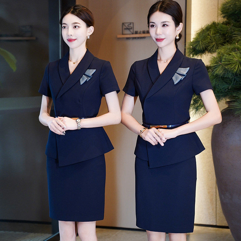 高级感职业西装套装女夏季酒店前台接待工装导购案场客服工作服薄