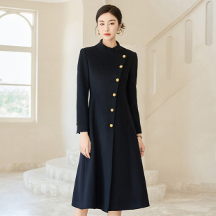 高端职业毛呢大衣女款教师银行空姐案场前台接待工作服呢子外套冬