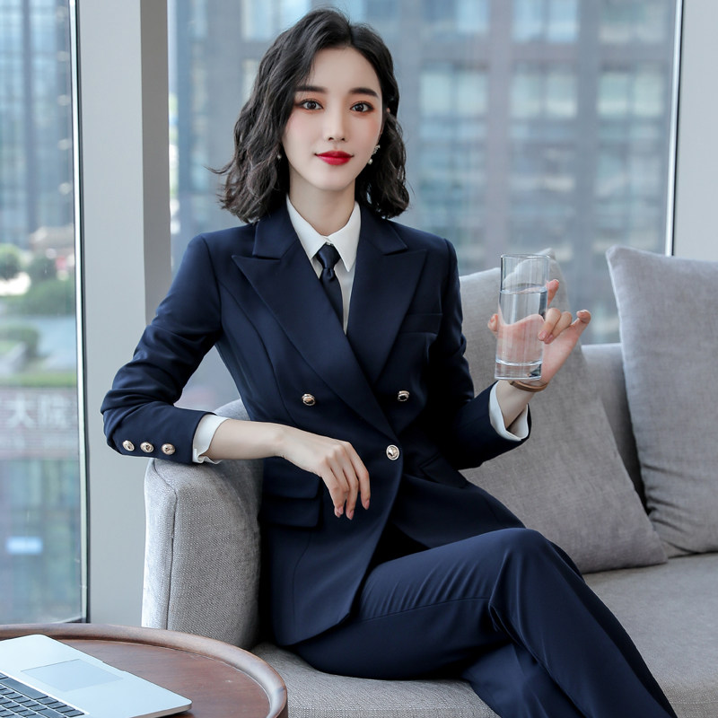 诗璐雅品牌西装职业套装女冬季商务正装西服销售工装银行空姐制服