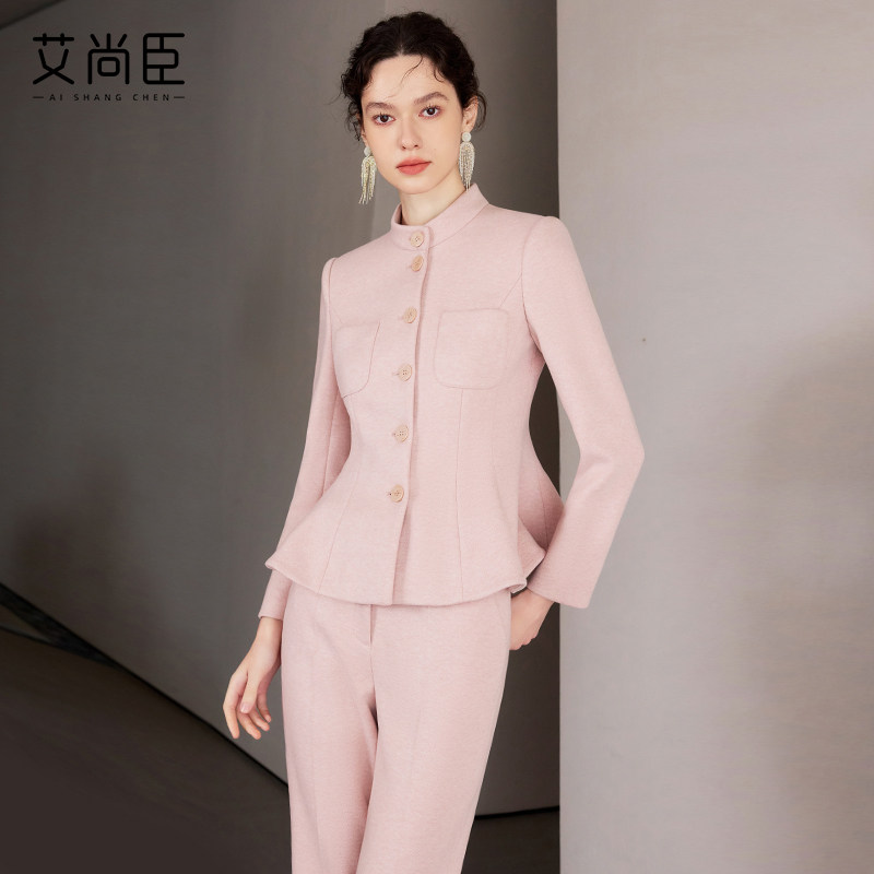艾尚臣法式西装套装女2026冬季新款职业套裤播音主持人高端两件套