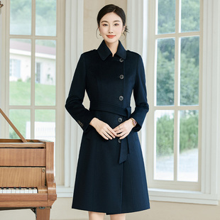 高端职业90%羊毛呢子大衣女秋冬新款毛呢外套中长款售楼部工作服