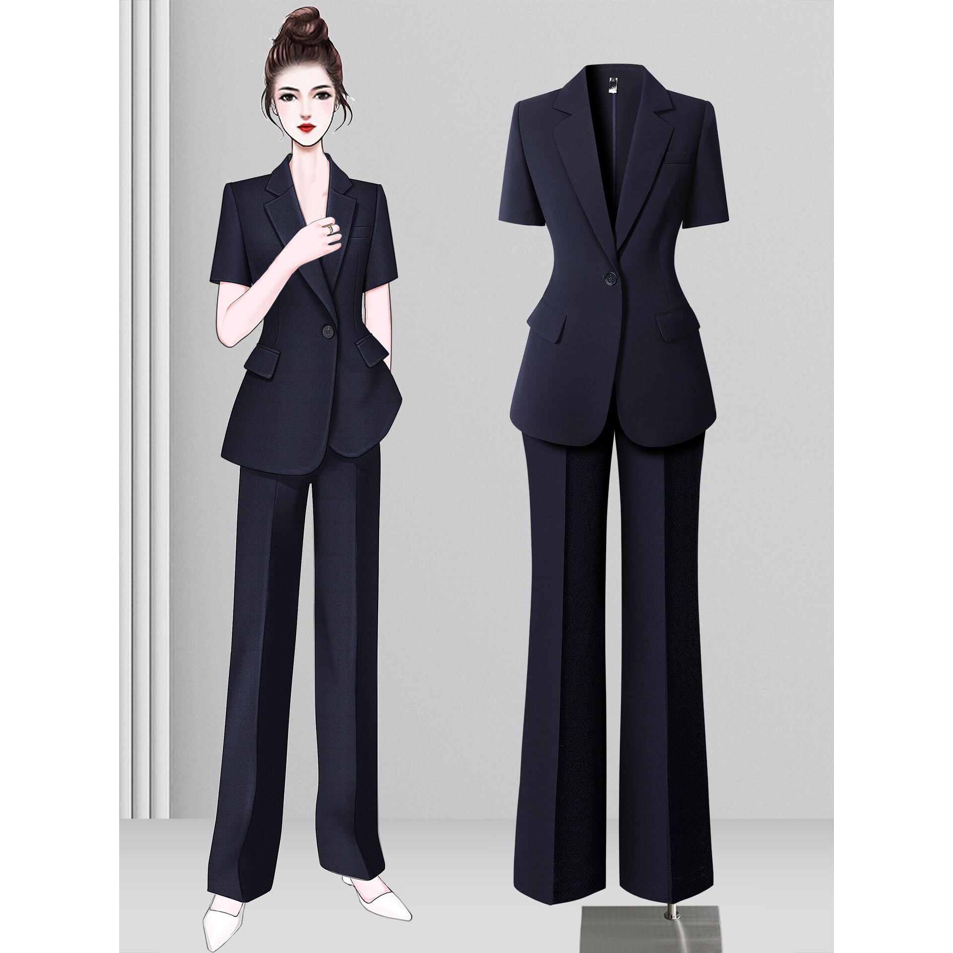 夏季短袖西服外套女2025新款西装套装高级感气质通勤面试职业正装