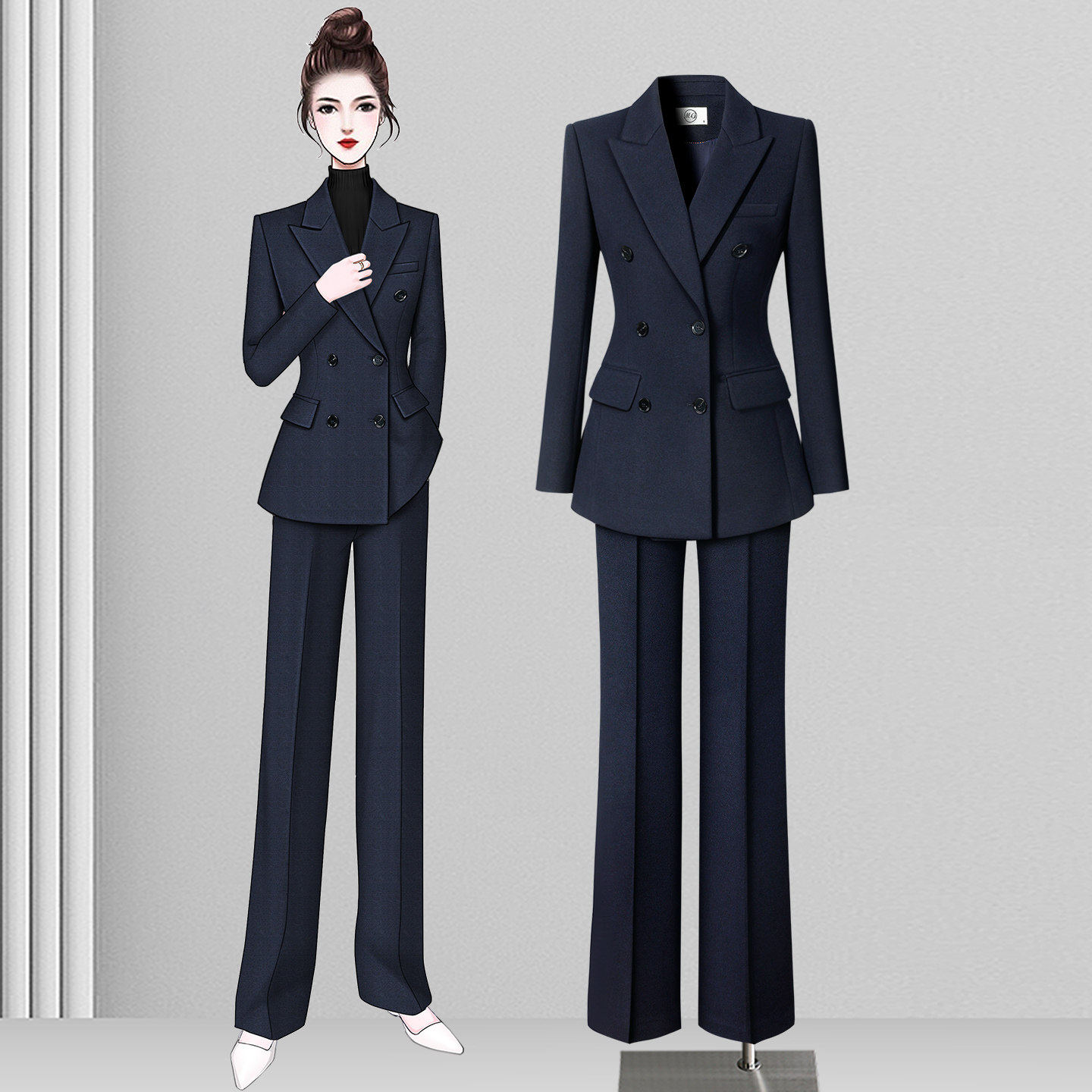冬季羊毛西装套装女加厚保暖西服外套职场通勤高端气质职业工作服