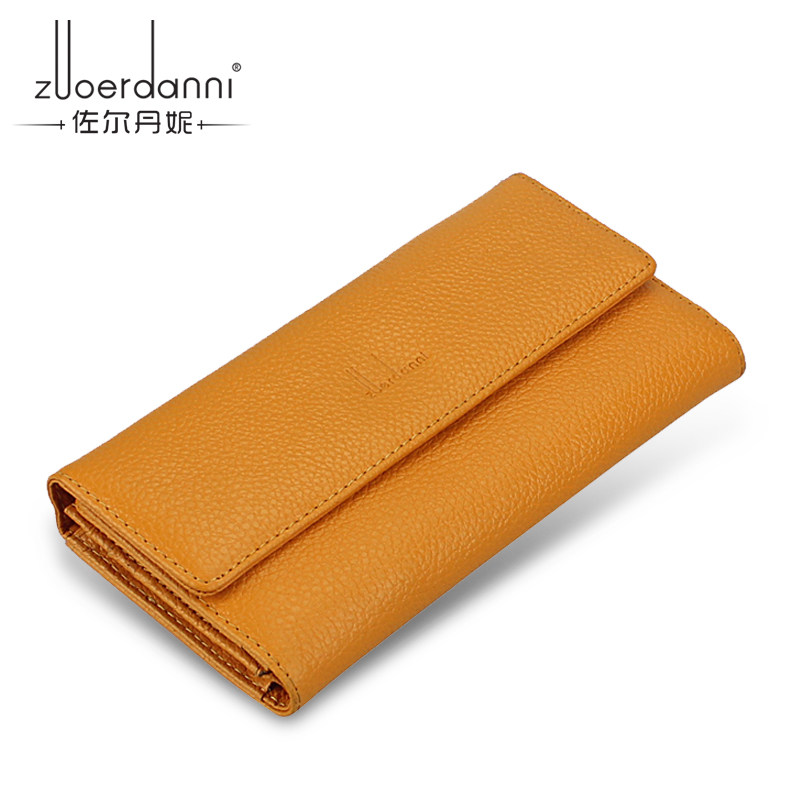 新款女士钱包女长款真皮三折票夹韩版皮夹牛皮零钱夹女钱包潮日韩
