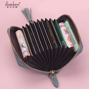 卡包女风琴多卡位汽车驾照牛皮名片夹银行卡包拉链零钱包2018新款