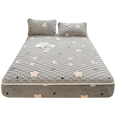 A类牛奶绒大豆纤维夹棉床笠