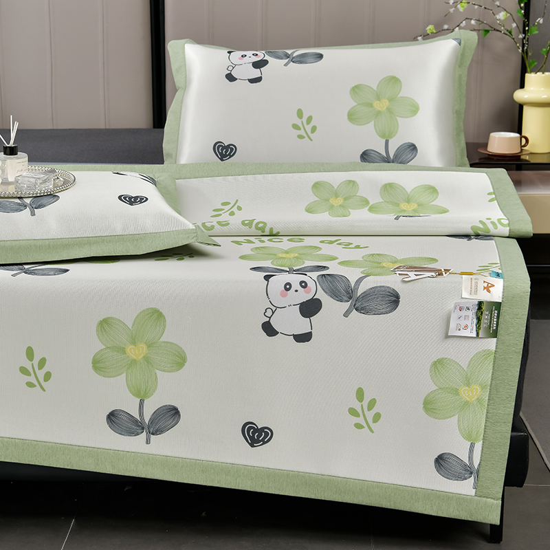 2025新款可机洗碳光冰丝凉席三件套夏天席子冰丝席软床席宿舍单人