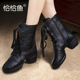 恰恰鱼秋冬季 子 女软底中跟水兵舞蹈鞋 真皮广场舞鞋 长筒靴子跳舞鞋