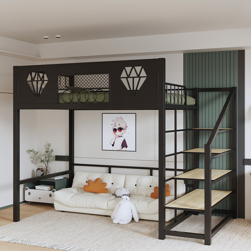 闽誉高架床省空间双人床上床下桌