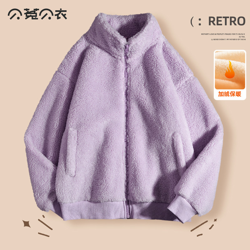 女童加绒卫衣白色双面绒连帽儿童秋冬款加厚保暖2025新款女孩衣服