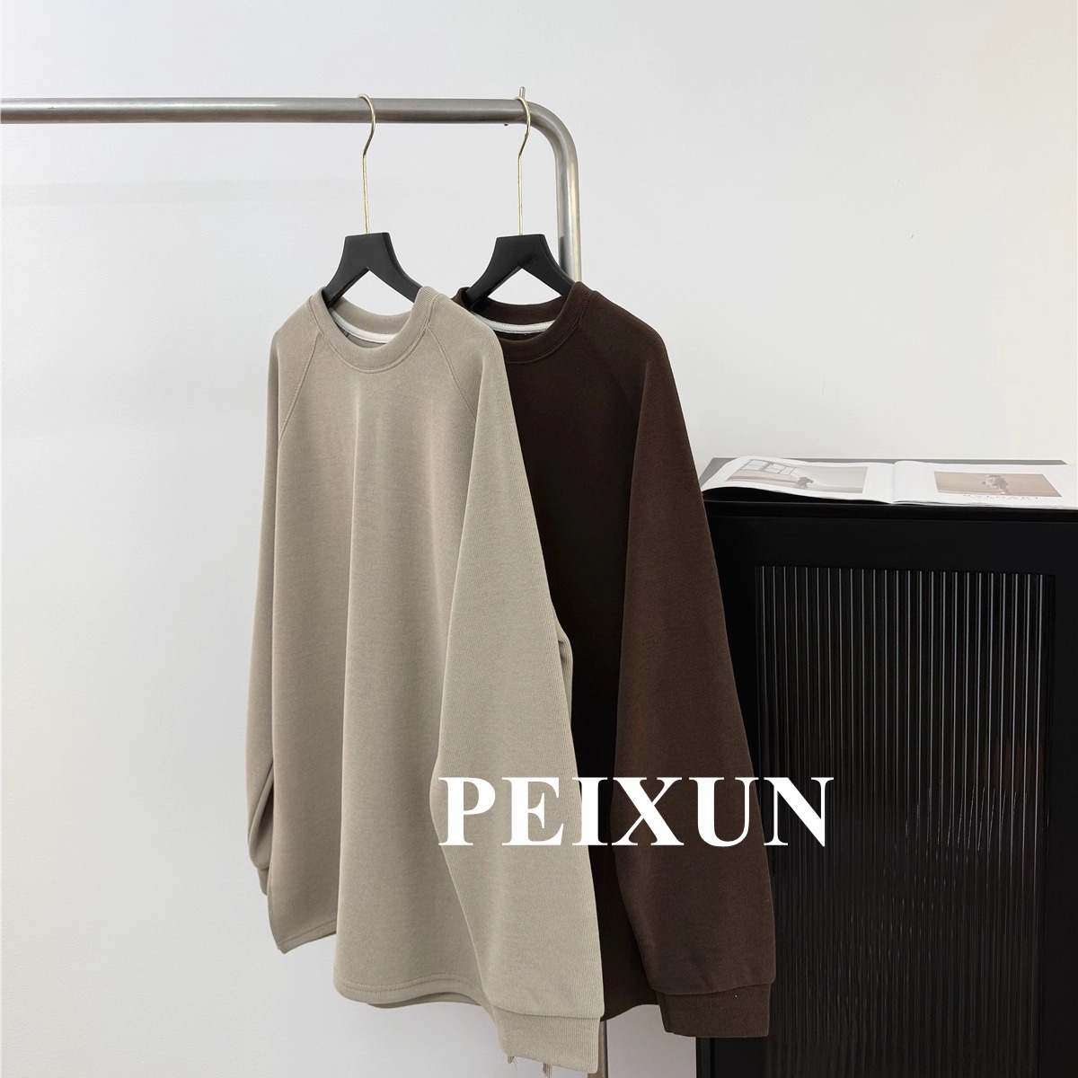 极简风纯色卫衣女宽松落肩落袖