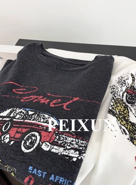 25秋新款短袖 休闲美式磨毛棉质圆领短袖t恤 显瘦正肩