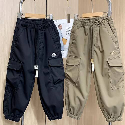 男童工装裤春秋款2026新款中大童儿童休闲裤男孩时尚潮流春装长裤