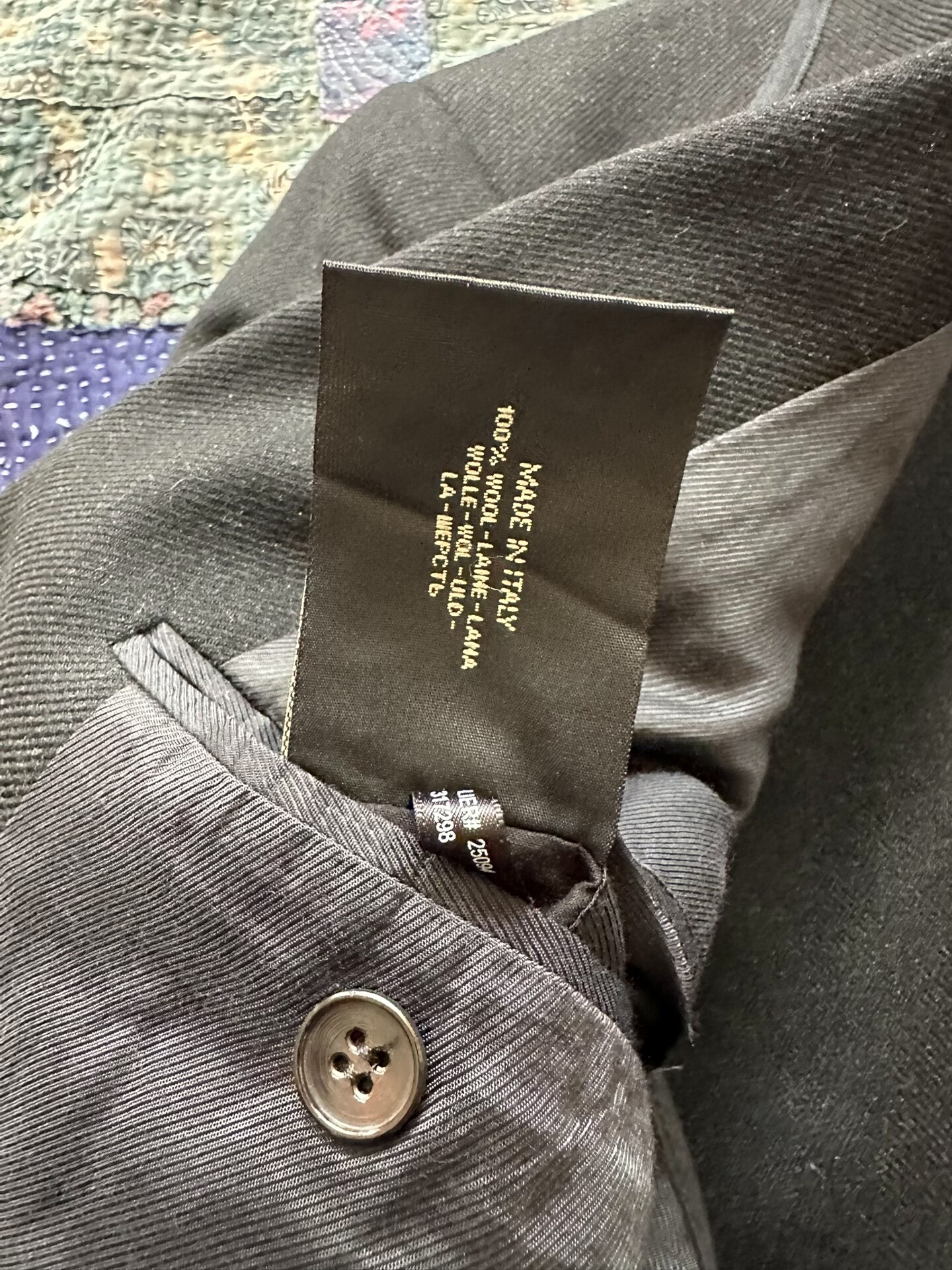 Ralph Lauren Black One-Button Shawl Collar Suit — label