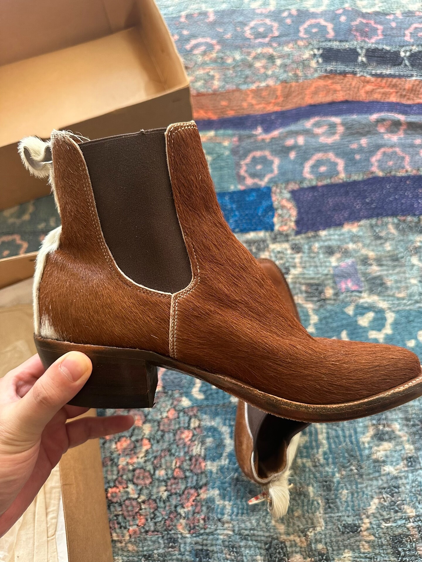 RRL Brown Horsehair Chelsea Boots — front