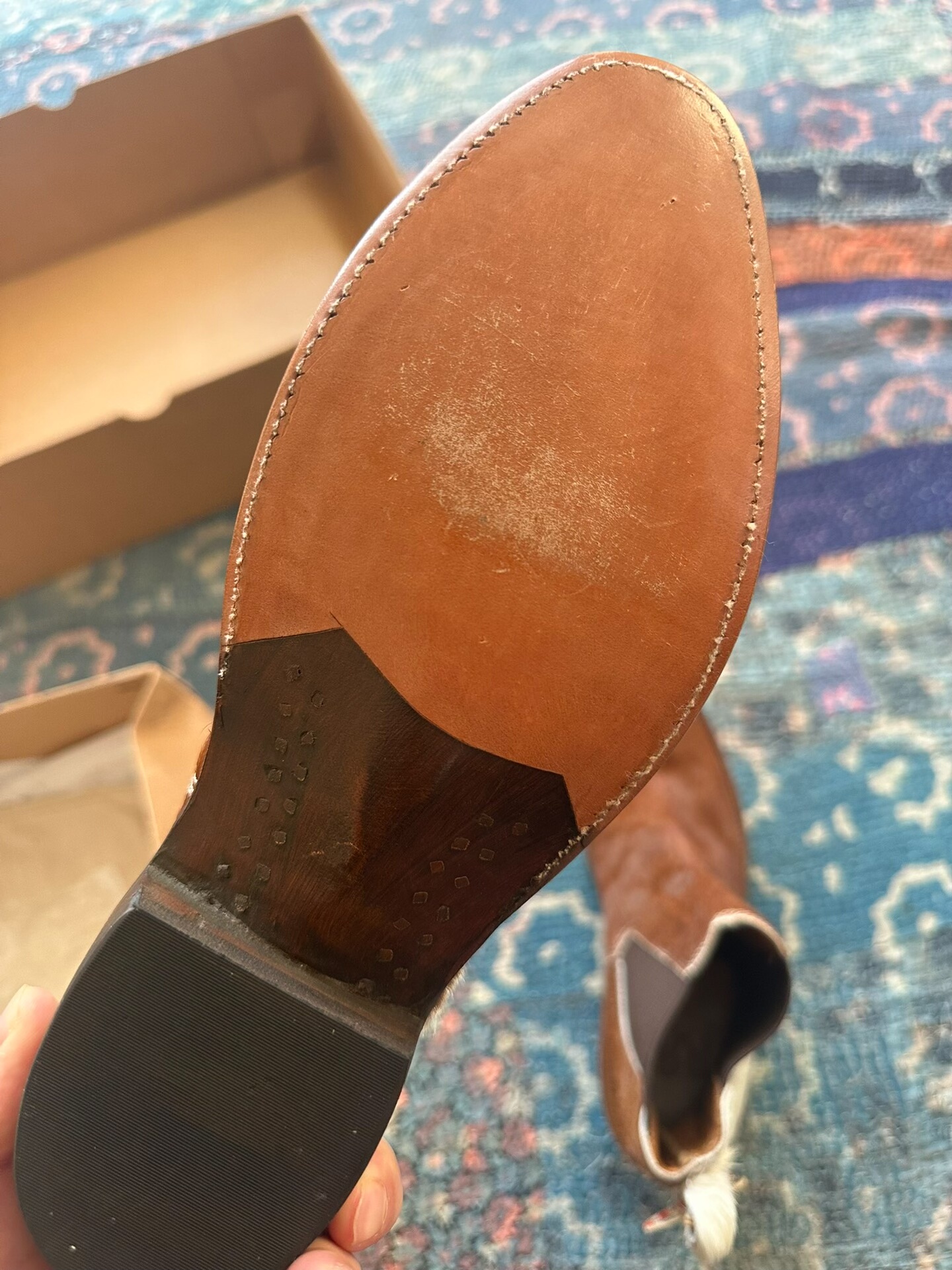RRL Brown Horsehair Chelsea Boots — detail