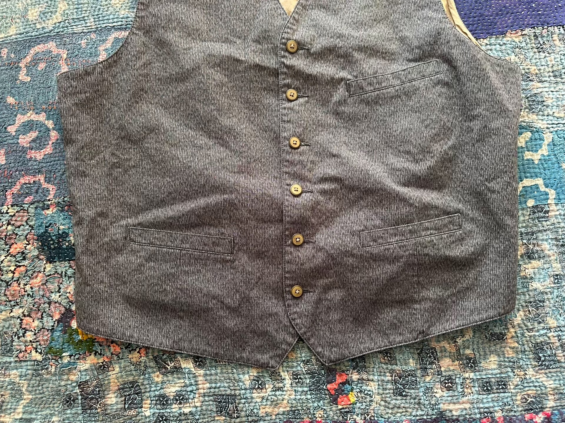 RRL Ralph Lauren Gray Pepper-Salt Vest — front