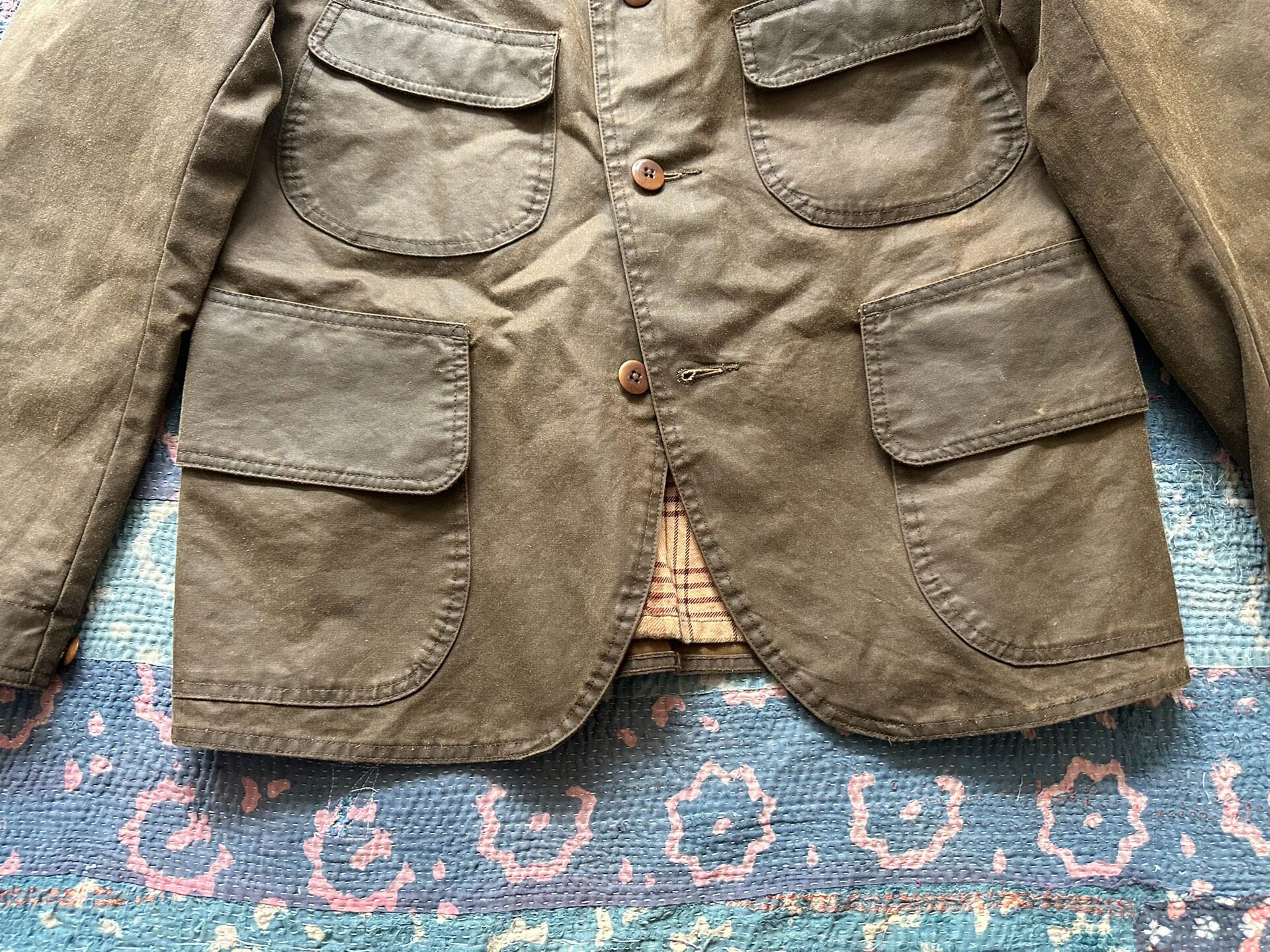 RRL Brown Oiled Wax Corduroy Collar Jacket — back