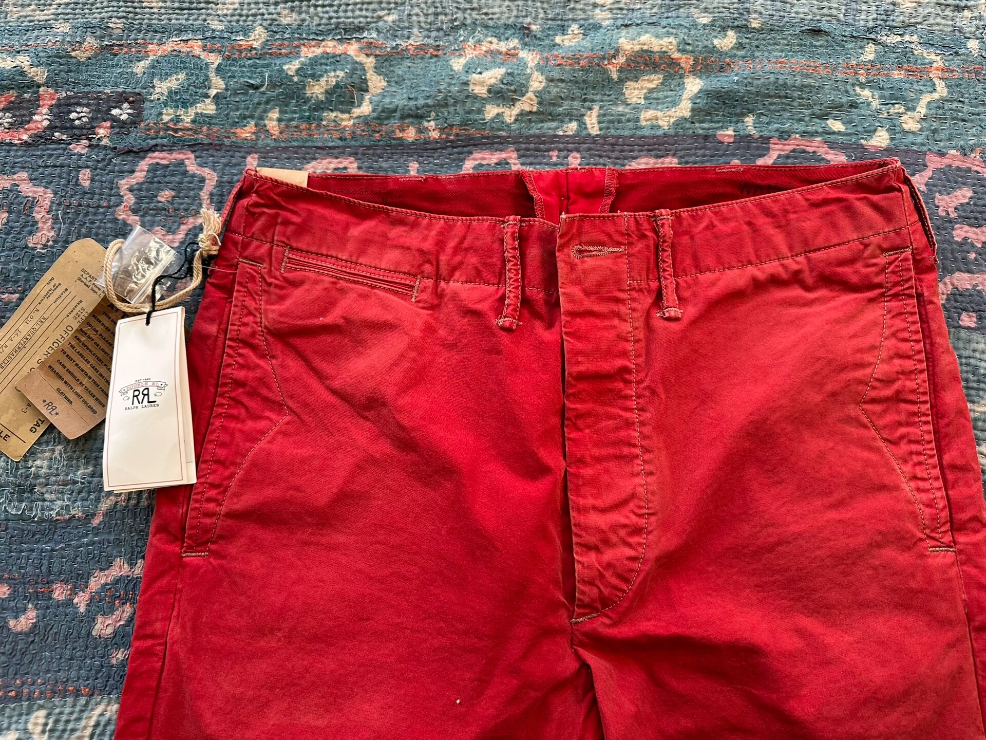 RALPH LAUREN Red Distressed Casual Pants — back