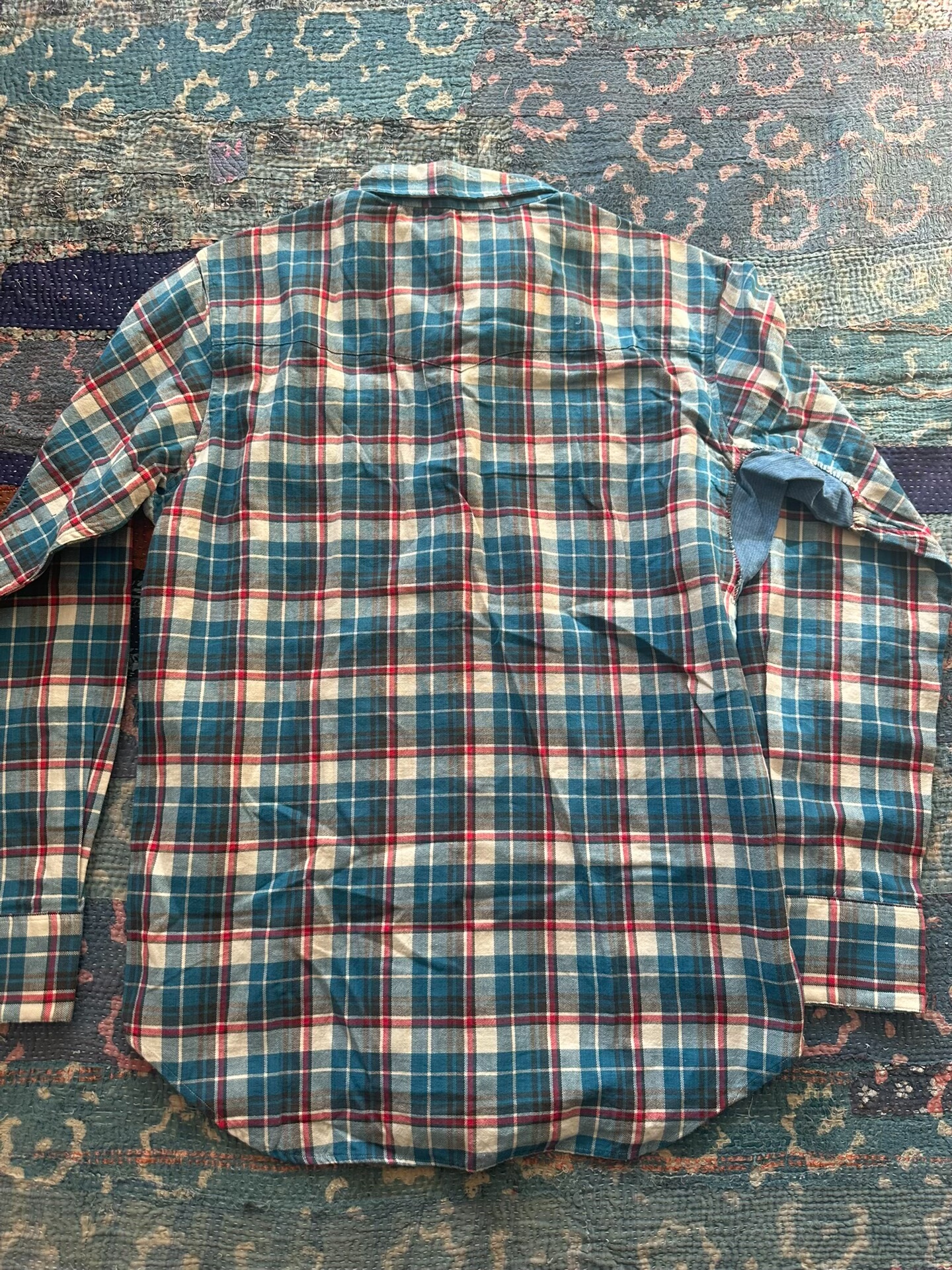 RRL Plaid Workwear Shirt with Elbow Patches — front
