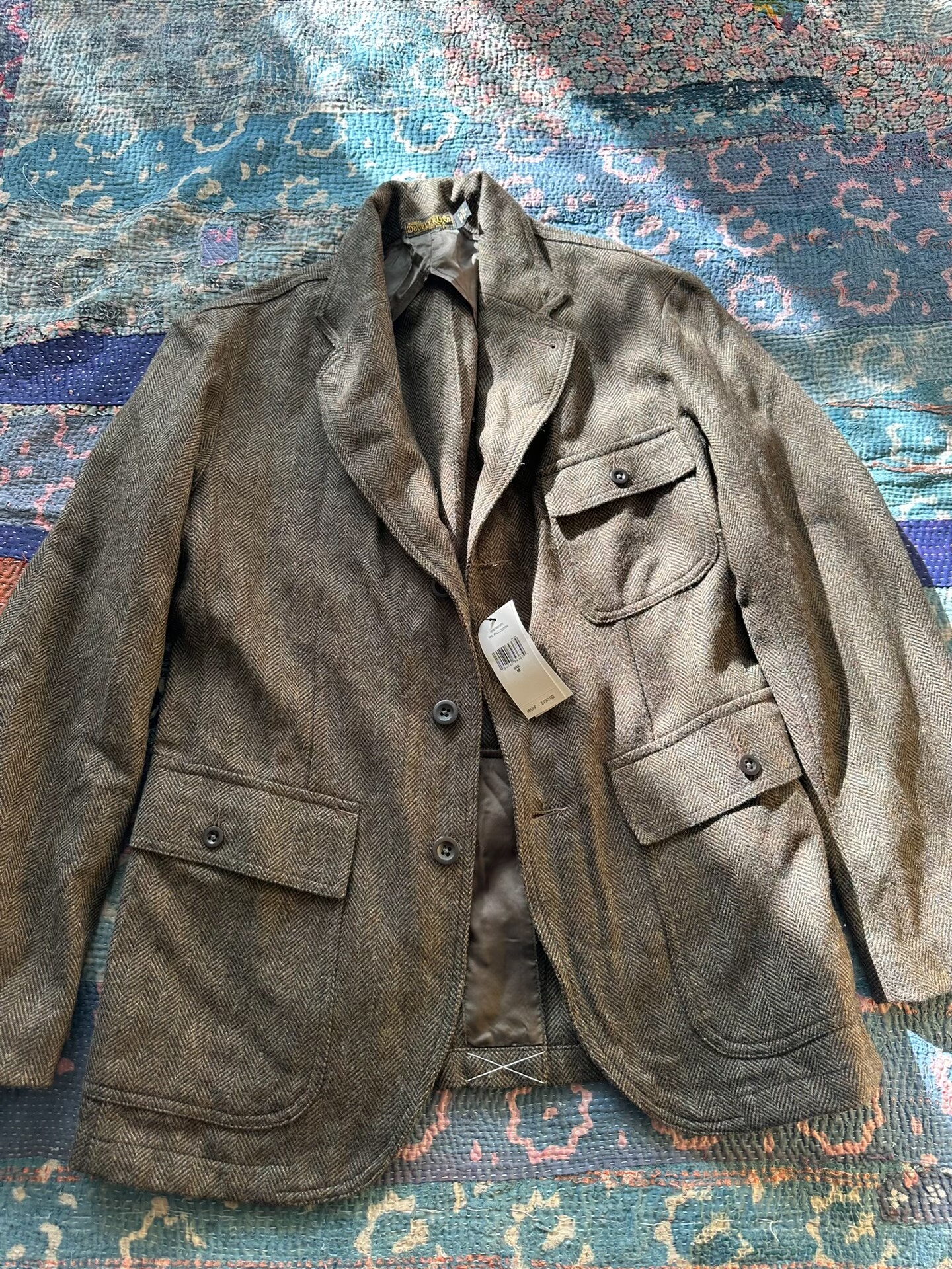 RRL Brown Herringbone Vintage Wool Jacket