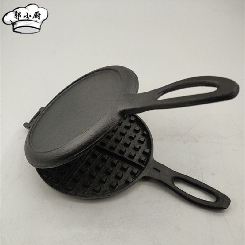 无涂层不粘手压式华夫饼模具生铁