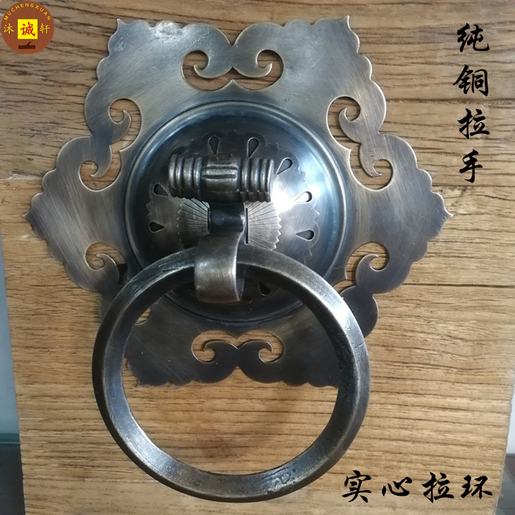 仿古纯铜拉手门把手门环对装